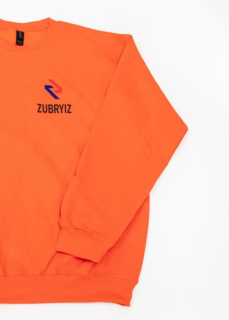 Orange sweatshirt with Zubryiz logo