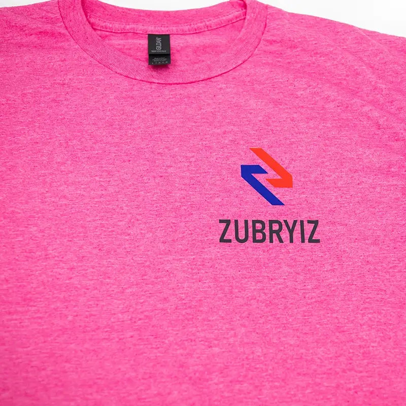 Logo on pink shirt
